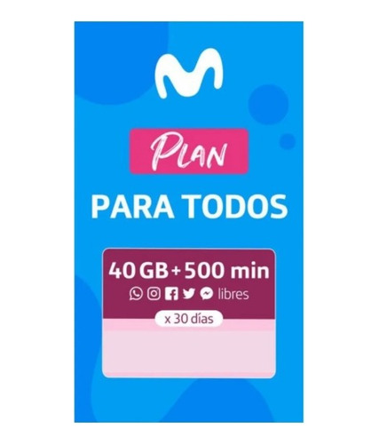 Chip Movistar Prepago Incluye 40 Gigas + 500 Min Por 30 Días