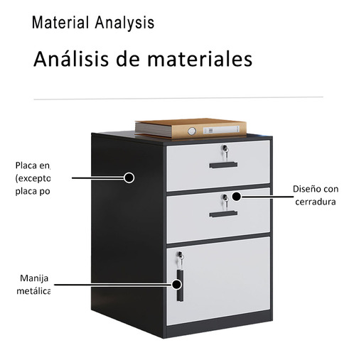 Archivero De Madera Para Oficina Con Llave Y 2 Cajones