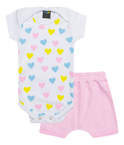 Kit 5 Conjunto Bebê Menina Body Com Bermuda Saruel Atacado