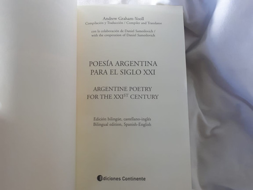 Imagen 2 de 8 de Poesia Argentina Para El Siglo Xxi Bilingue Graham Yooll
