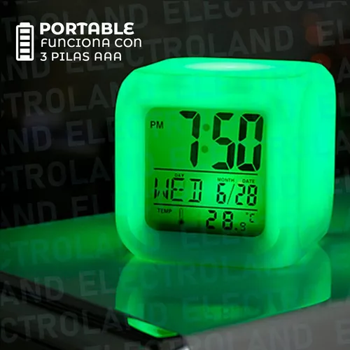 Reloj Despertador Digital Luz Lcd Alarma Temperatura A Pilas