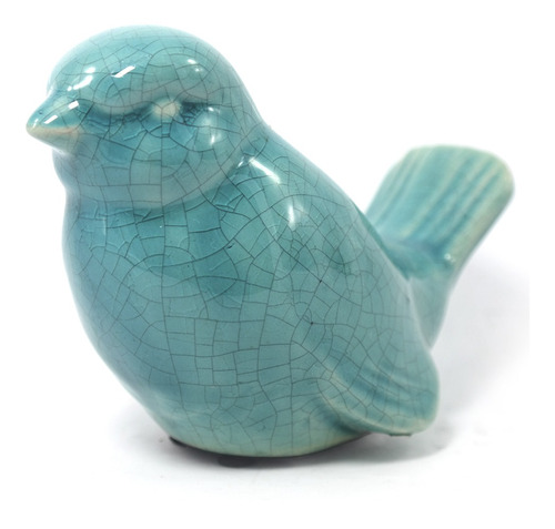 Pássaro Tataqui Pequeno Em Cerâmica Turquesa - Ip0255