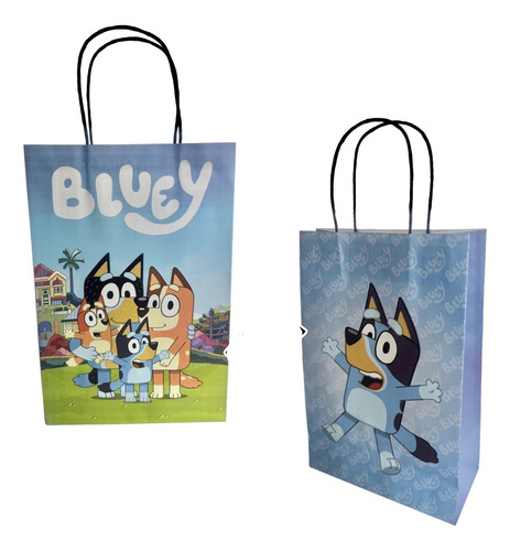 Pack 12 Bolsas Temática Bluey  Estampadas  Cumpleaños - Glov