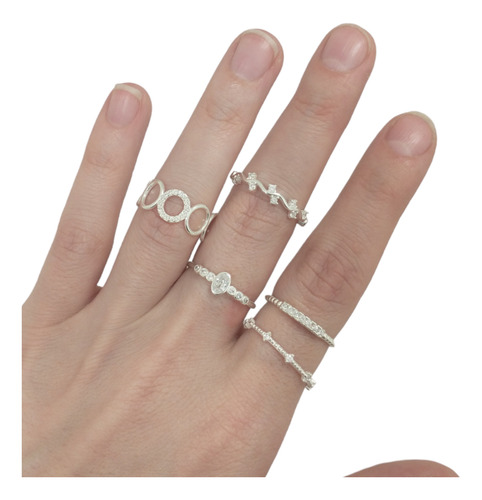 Anillos Con Cubics En Plata 925 X5