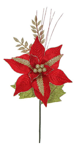 Nochebuena Artifical Grande Decorar Navidad 42cm Mylin 1pz Color Rojo