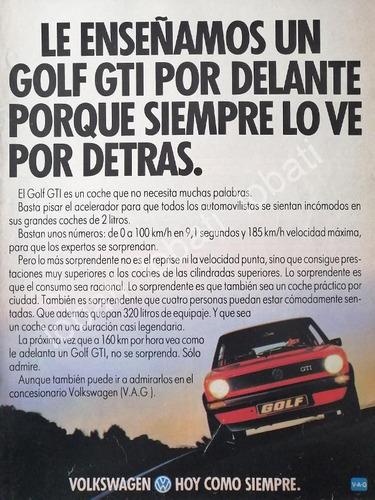 Cartel Retro Autos Volkswagen Golf (caribe) Gti 1981 /909 Vw