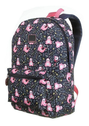 Mochila De Costas G Container Fun Preguiça Dermiwil 37798 Cor Azul-escuro Desenho do tecido Bicho Preguiça