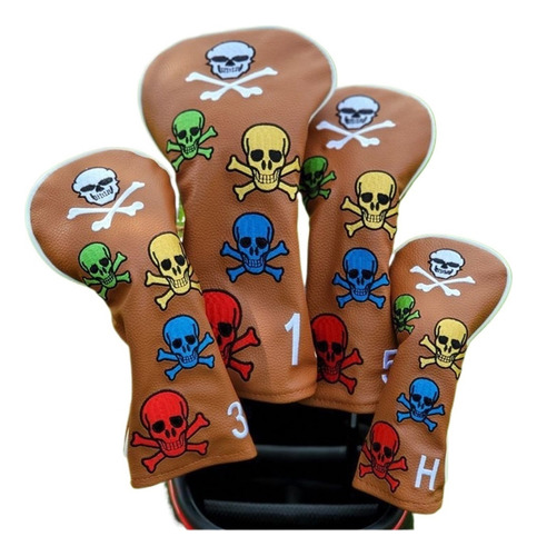 4pcs Skull Golf Club Head Cover Reemplazo Driver Headcover