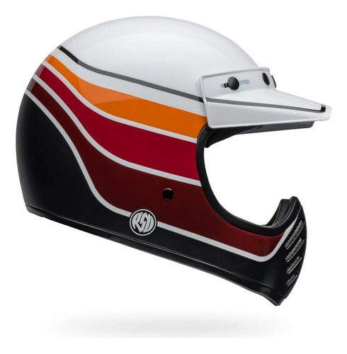 Casco Moto Bell Moto-3 Integral Sin Visor Fibra De Vidrio Naranja Rsd Saddleback Satin/gloss White/black Xl