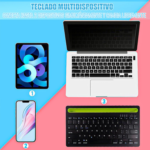Teclado Inalámbrico Bluetooth Teclado Silencioso Recargable
