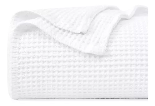 Manta Queen 100% algodón, tamaño Queen, manta de tamaño matrimonial para  cama (90 x 90 pulgadas), manta de gofre para todas las estaciones, manta