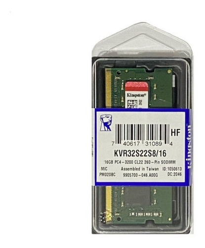 Memoria Ram Kingston Ddr4 16gb 3200mhz Notebook Sodimm Ctman