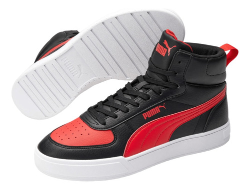 Imagen 4 de 4 de Tenis Puma Caven Mid Negro/rojo Mod 38584307 Caballero Origi