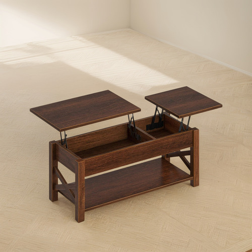 Mesa De Centro Con Compartimento Oculto Y Soporte De Madera