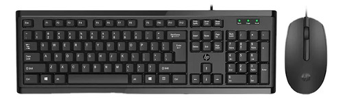 Combo Teclado Y Mouse Oficina Hp Km10 C/cable Negro Inglés