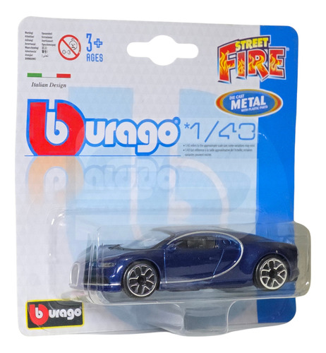 Miniatura De Ferro Bugatti Chiron 1/43 Bburago Street Fire
