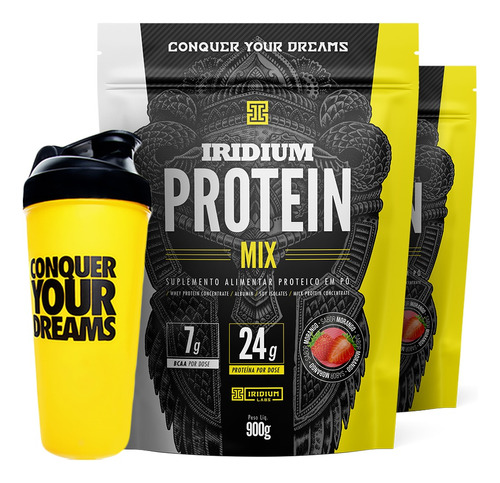 Kit 2x Iridium Protein Mix 900g + Coqueteleira Shaker 600ml