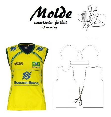 Molde Camiseta  Futbol O Voleibol Sin Manga Femenina