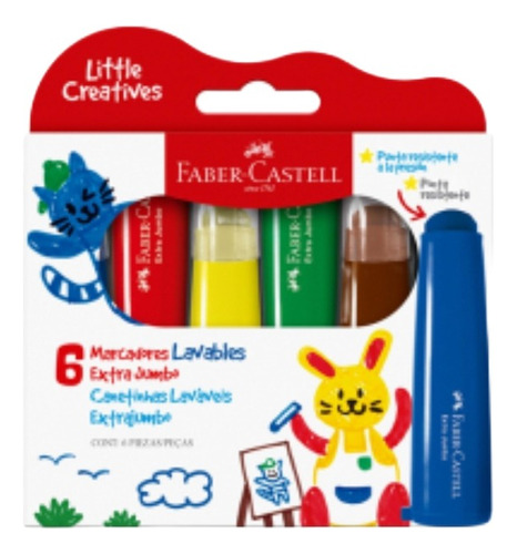 Marcadores Lavables X 6 - Faber Castell - Extra Jumbo