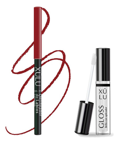 Imagen 2 de 8 de Brillo Gloss Para Labios + Delineador Xulu Cosmeticos