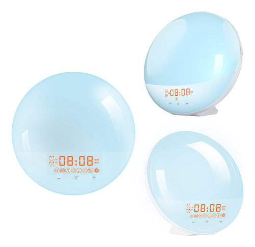 Lámpara Mesita Reloj Alarma Radio Fm Snooze Luz Solar