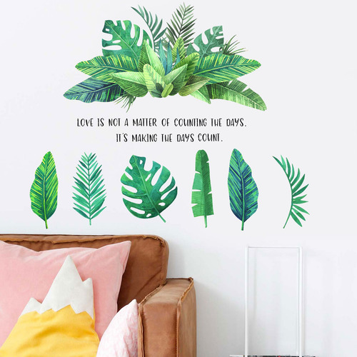 Decoração De Parede Com Plantas Verdes Inglesas, Sala De Est