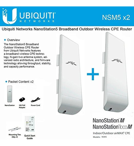 Ubiquiti Nsm5 Paquete De 2 Nanostation M5 5 Ghz Al Aire Libr