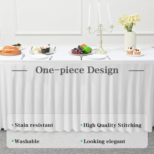 Faldón De Mesa Elástico Blanco Para Banquetes Y Fiestas