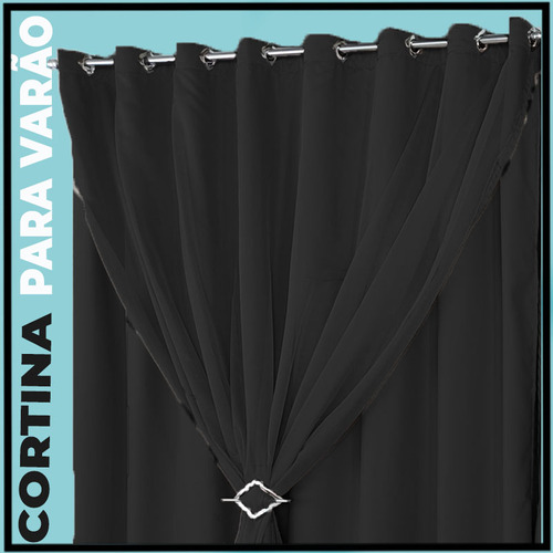 Cortina Cortinas Blackout 5,00x3,80 Corta Luz Berlim Cinza Cor Preto