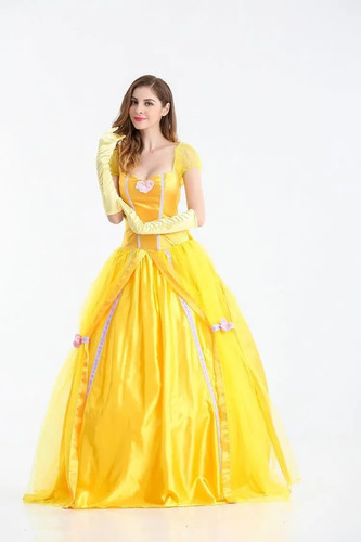 Vestido Amarillo Para Fiesta De Cosplay Para Mujer, Disfraz