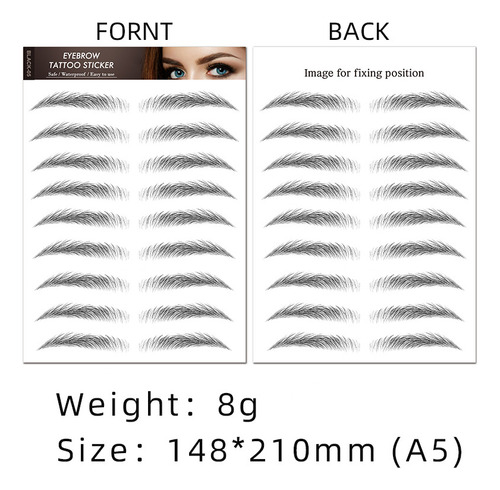 Tatuaje Temporal 3d Cejas 6d Negro05 148210mm Mayoreo