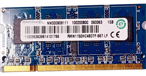 Memoria Ram 1gb Lenovo S10-2 - Ramaxel Rmn1150ec48d7f-667 (Usado)