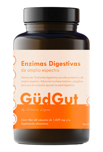 Gudgut Enzimas Digestivas De Amplio Espectro 60 Caps Sin Sabor