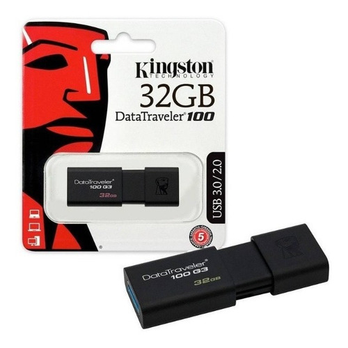 Imagen 3 de 3 de Pendrive Kingston DataTraveler 100 G3 DT100G3 32GB 3.0 negro