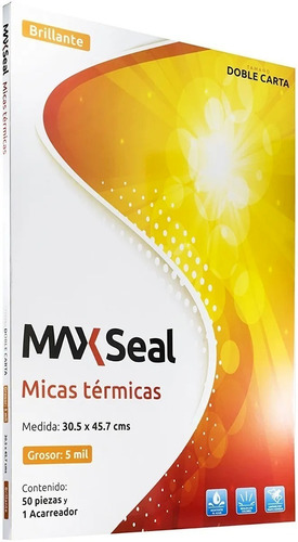 Mica Termica Tamaño Doble Carta 5 Milesimas 50 Pzas Max Seal