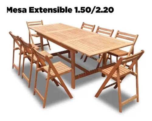 Mesa Extensible Exterior Galeria Jardin Madera Eucalipto 1.50/2.20 m