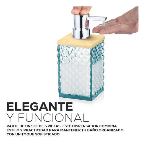 Set De Baño 5 Accesorios Elegantes Diseño Tridimensional Azul