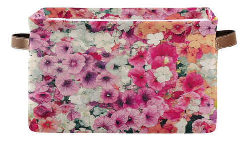 Cesta De Almacenamiento De Flores De Primavera, Color Rosa Y