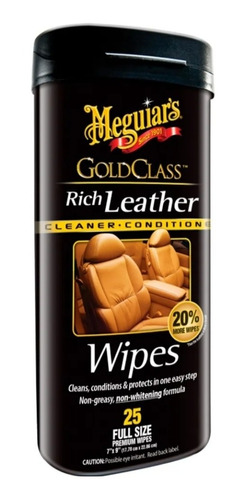 Limpiador De Cueros Gold Class Rich Leather 25 Wipes Meguiar