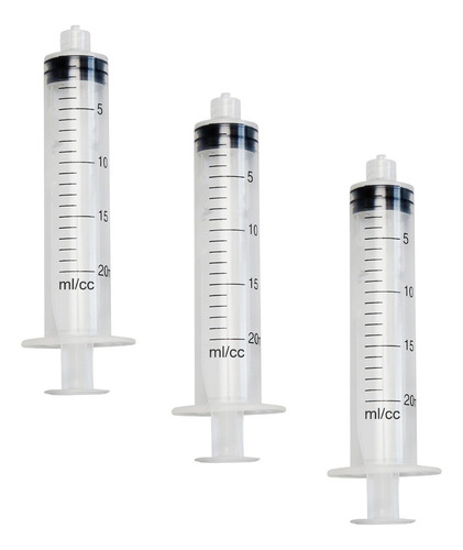Pack X3 Inyectadora Jeringa 20ml Sin Aguja Estéril Desechable Marin Uso Médico Veterinario Inyectable Alimentación Oral Precisión Medicación Inyectadora Desechable Plástico Calidad Hospitalaria Marin