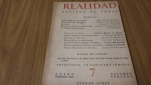 Realidad Revista De Ideas Enero Febrero 1948, Vólumen Tercer