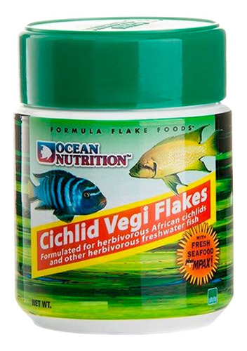 Cichlid Vegi Flakes Ocean Nutrition 70gr Alimento Acuario 