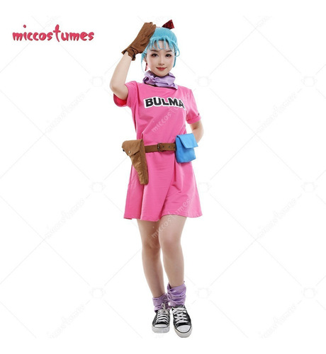 Disfraz De Cosplay De Bulma Para Mujer Vestido Rosa Para Mu