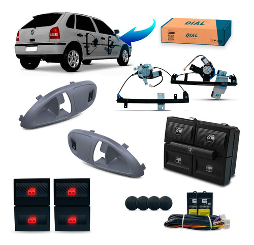 Kit Vidro Eletrico Gol G3 4p Completo Cinza Inteligente 2002