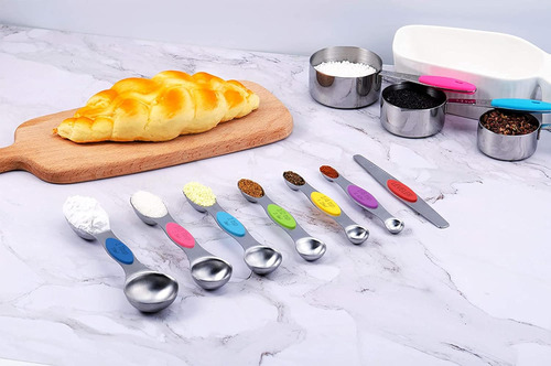 Tazas Y Cucharas Medidoras De Acero Inoxidable, 6 Piezas