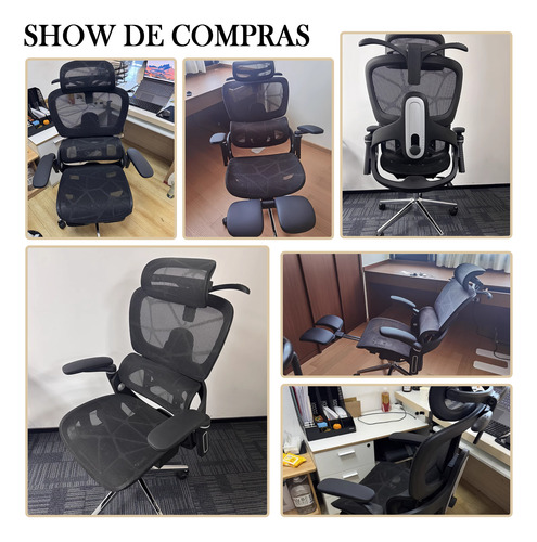 Cadeira De Escritório Ergonômico Ajuste Lombar Alto De Volta