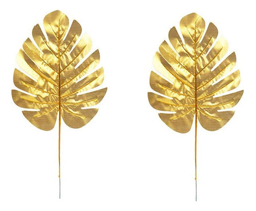 30 Plantas Artificiales, Hojas De Palma, Color Dorado, Paral