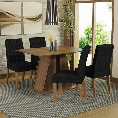 Juego de Comedor Madesa Gisele con 4 Sillas - Marrón/Oxford