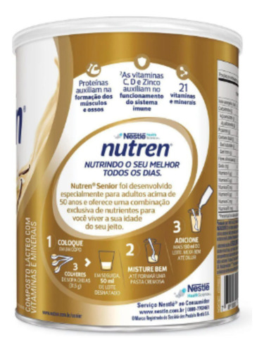Kit 2x Nutren Sénior Sabor Baunilha 740g Em Pó - Nestlé