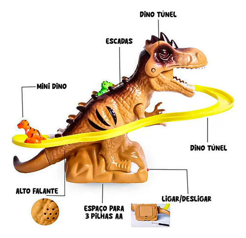 Robot Dinosaurio Pista Juguete Lanzador Auto Luz Led Sonido